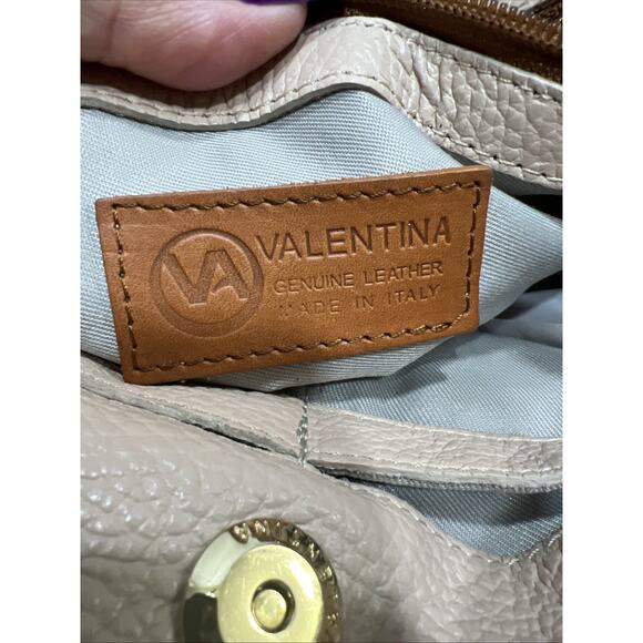 Valentina Italia Crossbody Shoulder Bag Clutch Pebbled Taupe/Beige - Picture 9 of 10